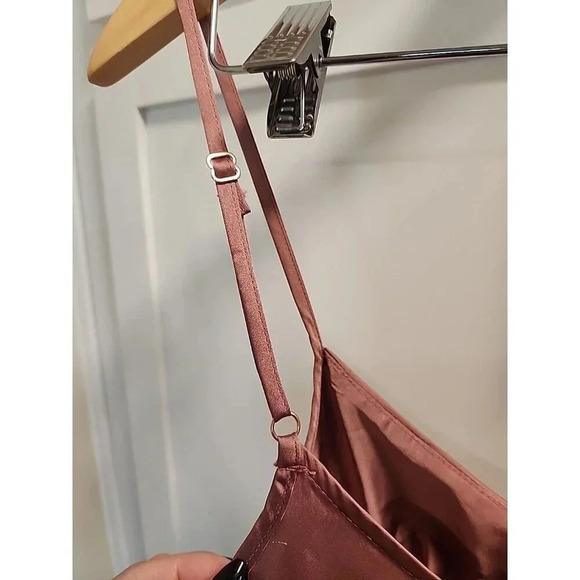 NWOT Free People Right This Way Bias Slip Dress Mauve Pink Satin Slit Sz XS - Picture 9 of 13